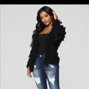 Fashion Nova | Black Fringe Cardigan | Size Large